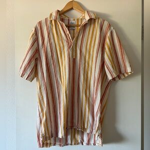 Zara Casual Button Down Shirt Red and Yellow